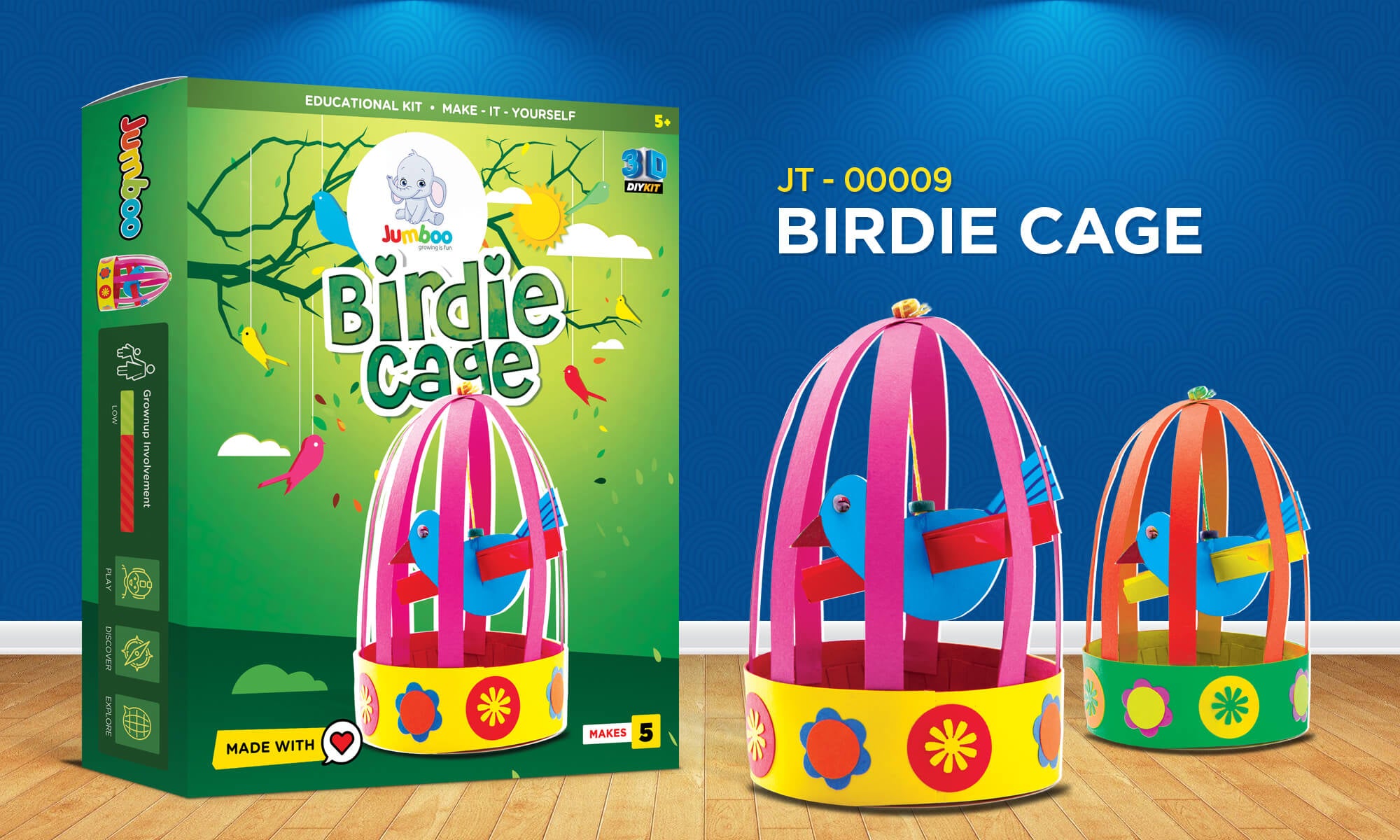Birdie Cage DIY Paper Art & Craft Kit - Jumboo Toys