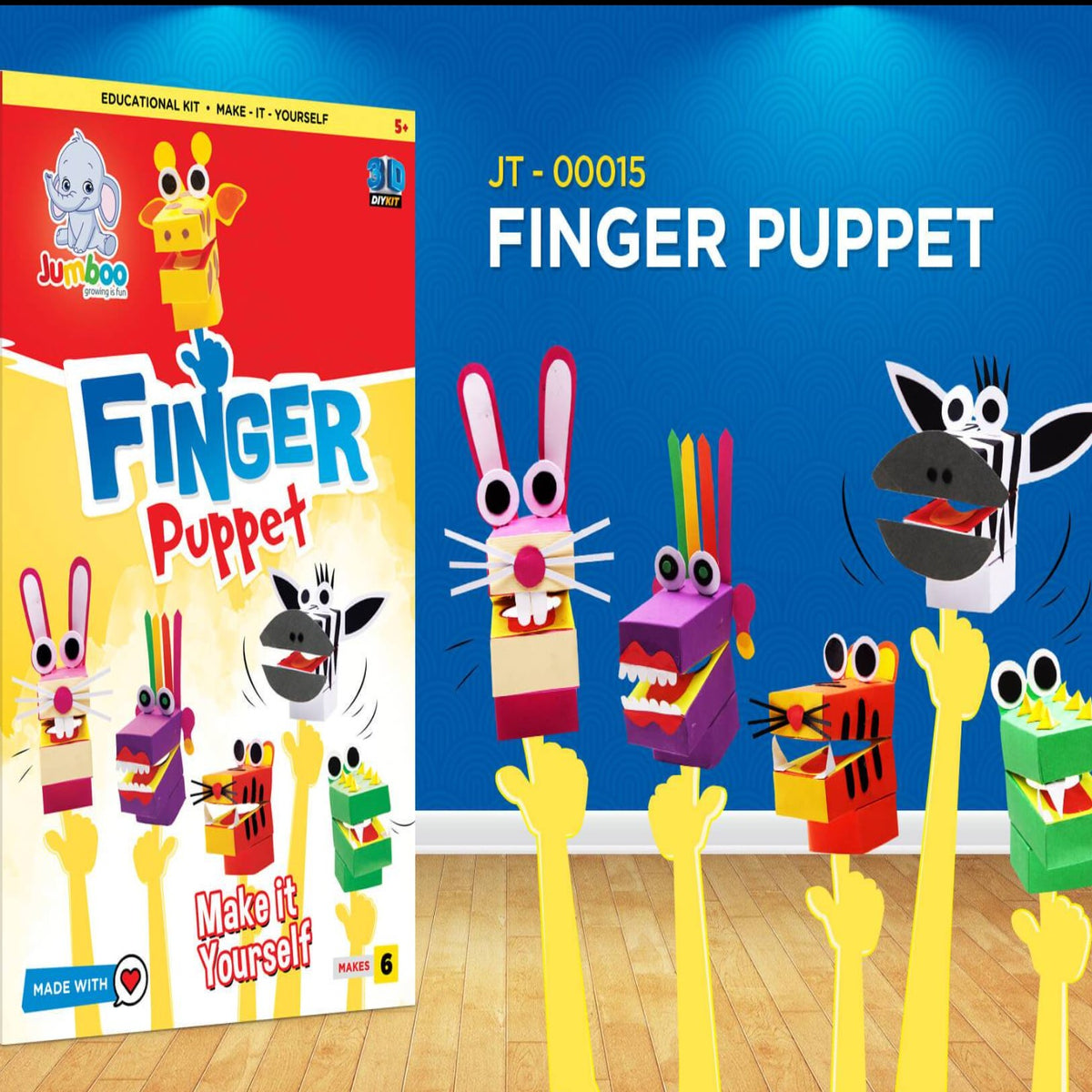 Finger Puppet DIY Paper Art & Craft Kit Jumboo Toys Cot & Candy