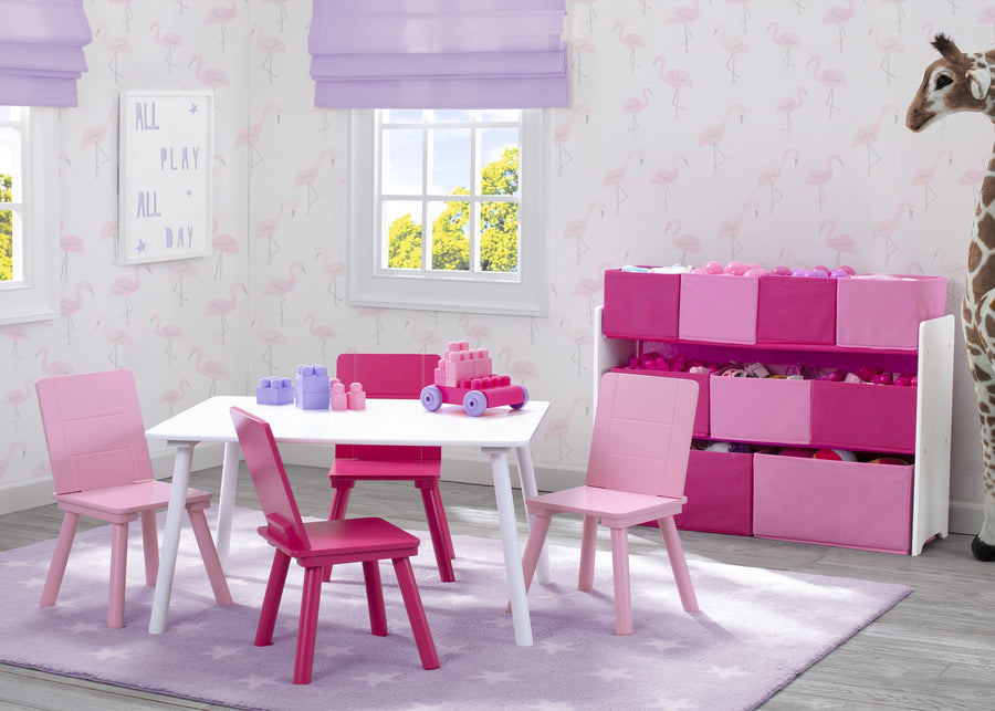Delta Children White & Pink Table & 4 Chair Set