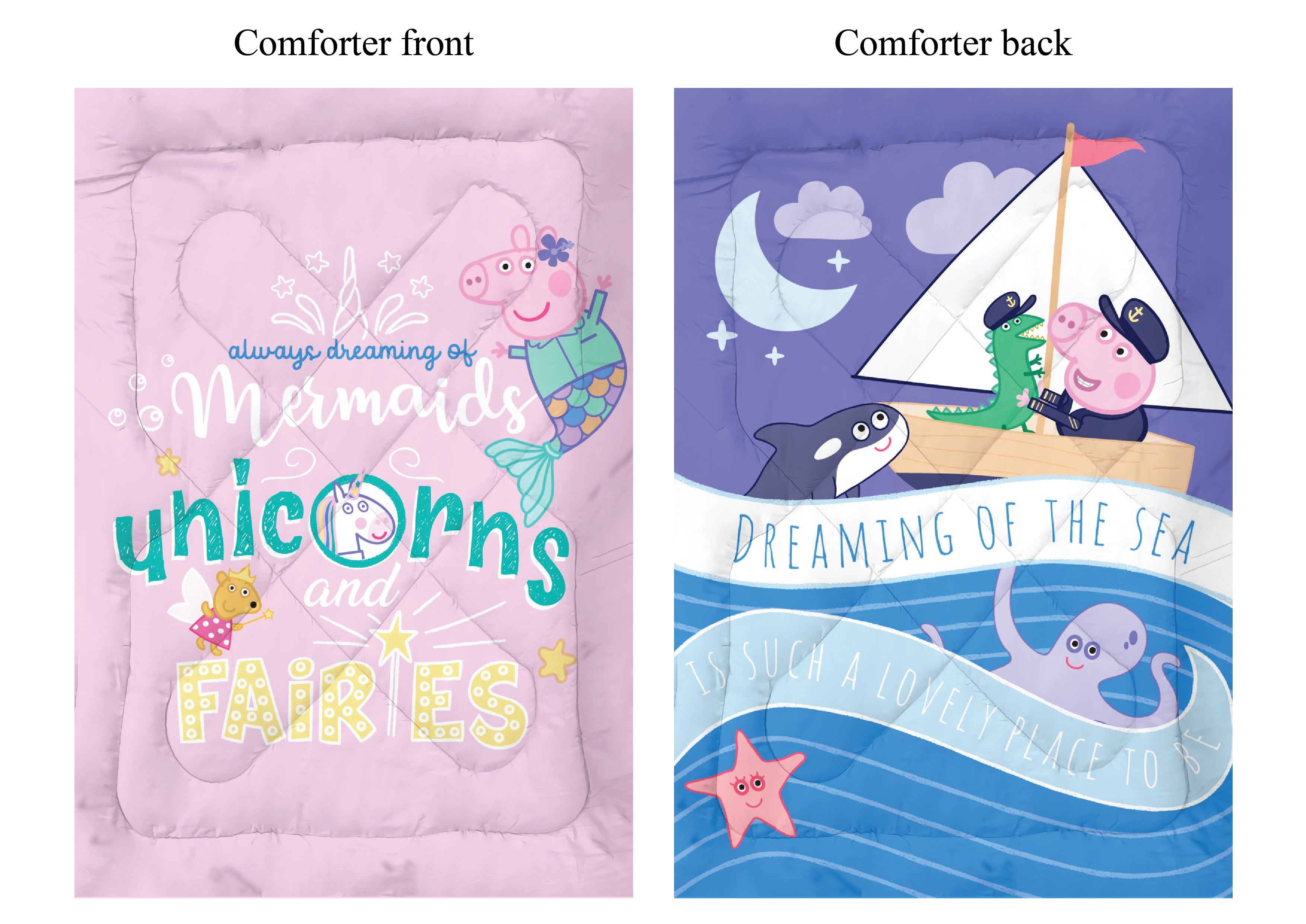 Peppa Mermaids Unicorns & Fairies Comforter
