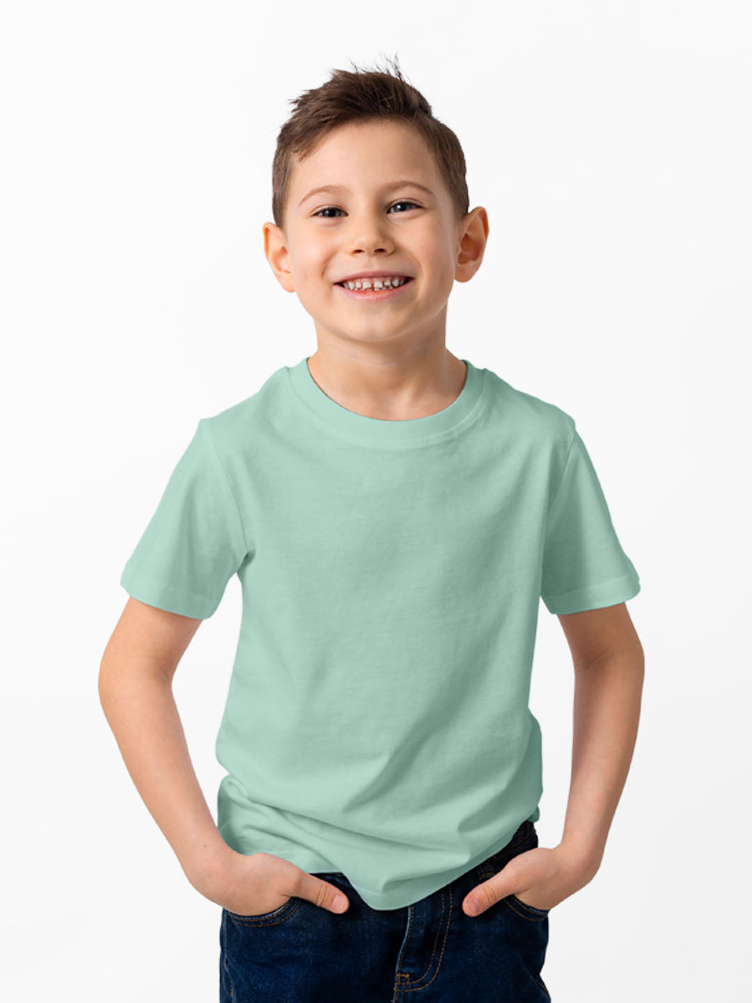 Gingerbread Pure Cotton, Half Sleeve, Round Neck & Solid Tshirt For Boys