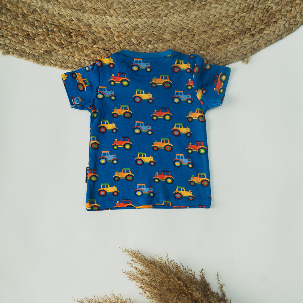 Boys Tractor Trolley Print Regular T-Shirt