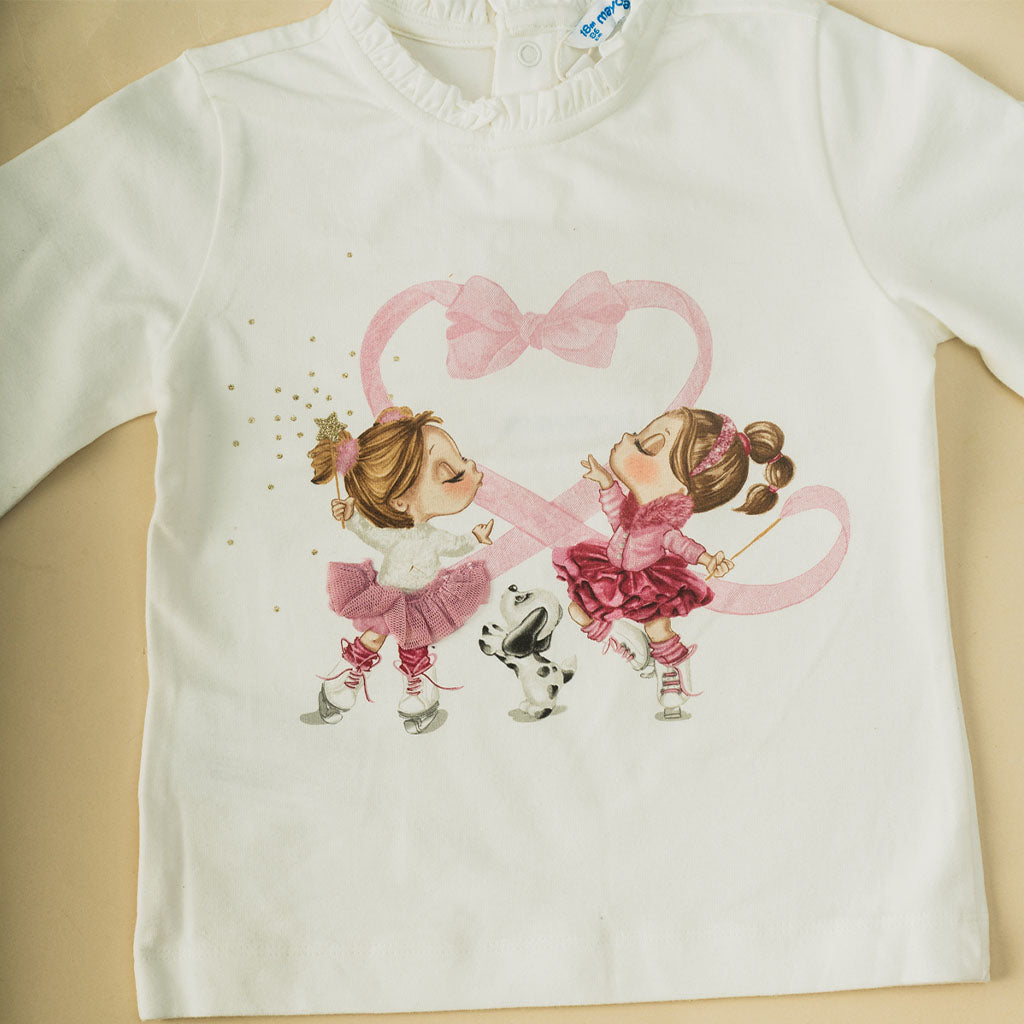 Baby Girls White Printed Long Sleeve Top