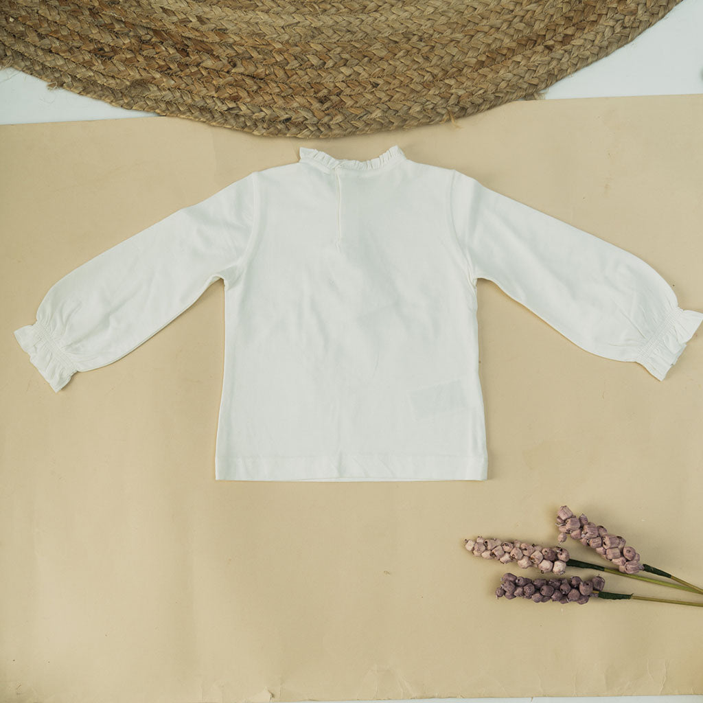 Baby Girls White Printed Long Sleeve Top