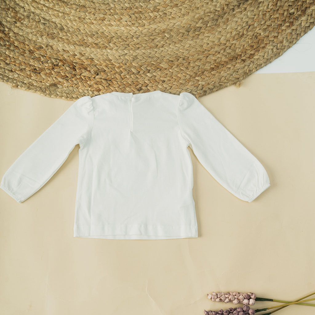 Baby Girls Printed White Long Sleeve Top