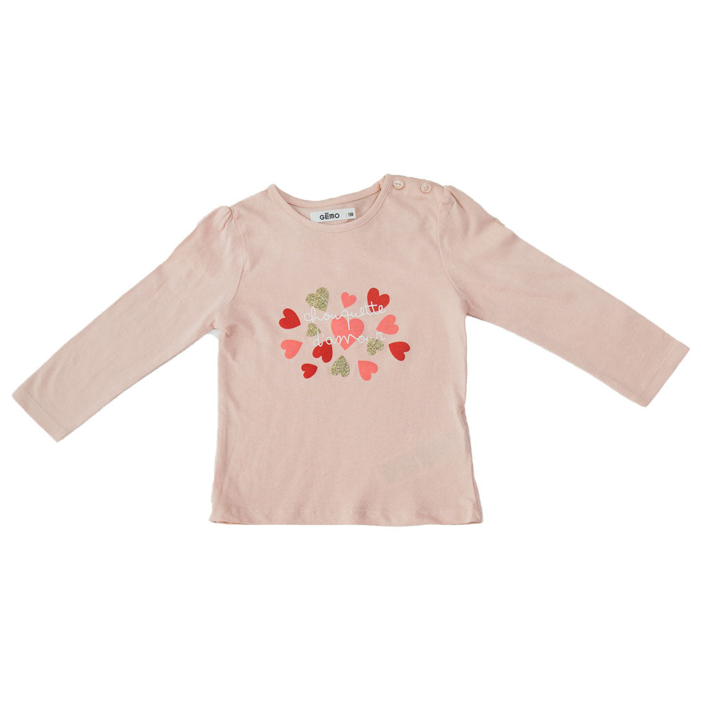 Baby Girls Long Sleeve Mini Hearts Printed T-Shirt