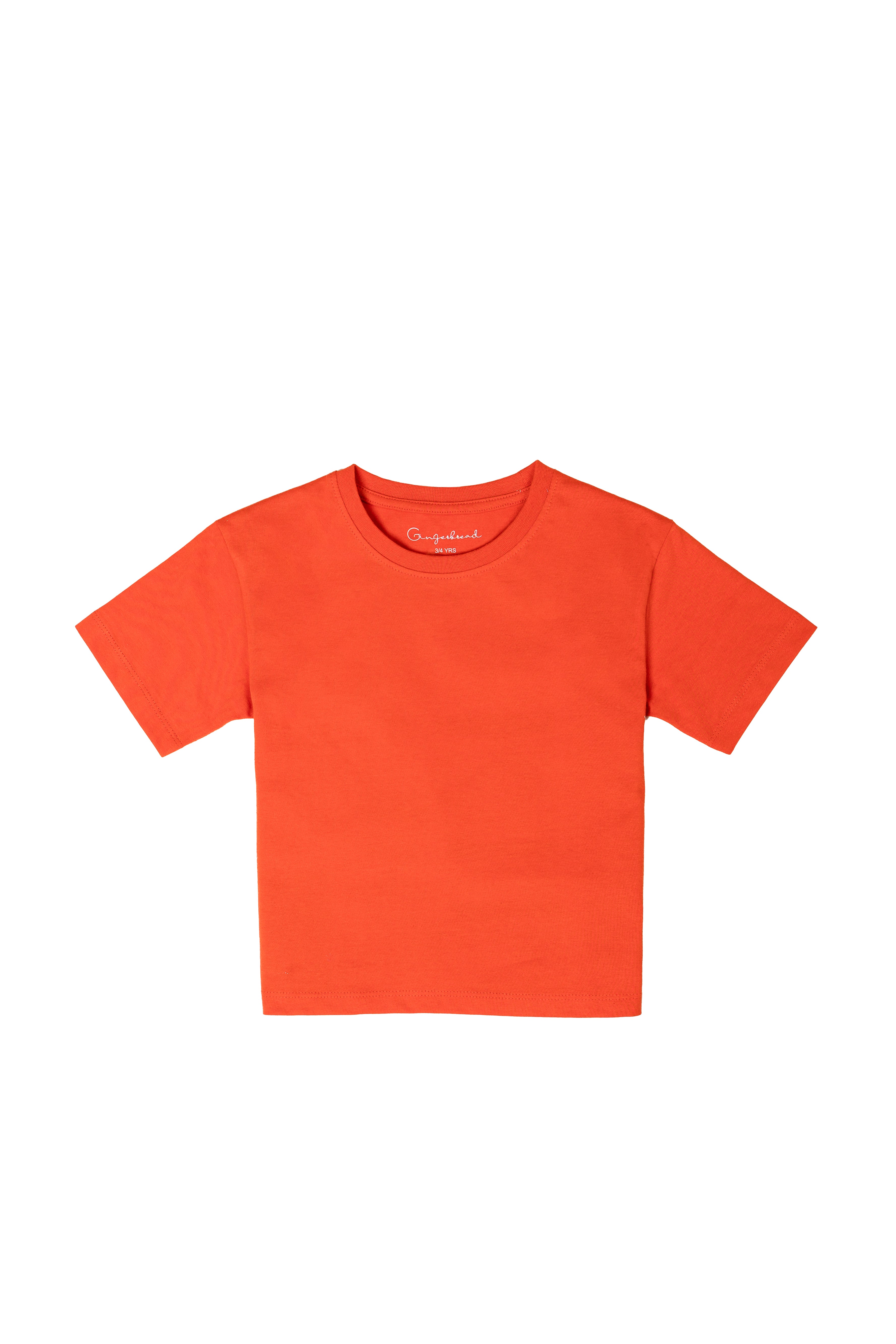 Gingerbread Pure Cotton, Half Sleeve, Round Neck & Solid Tshirt For Boys
