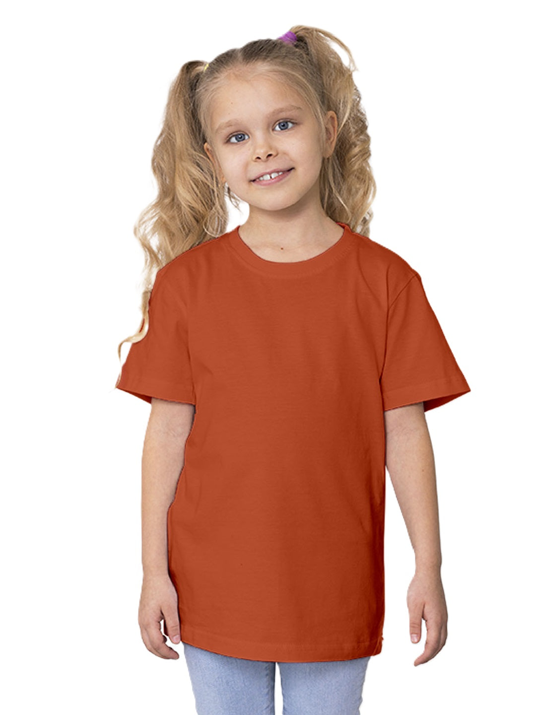 GingerBread Pure Cotton, Half Sleeve, Round Neck & Solid Tshirt For Girls