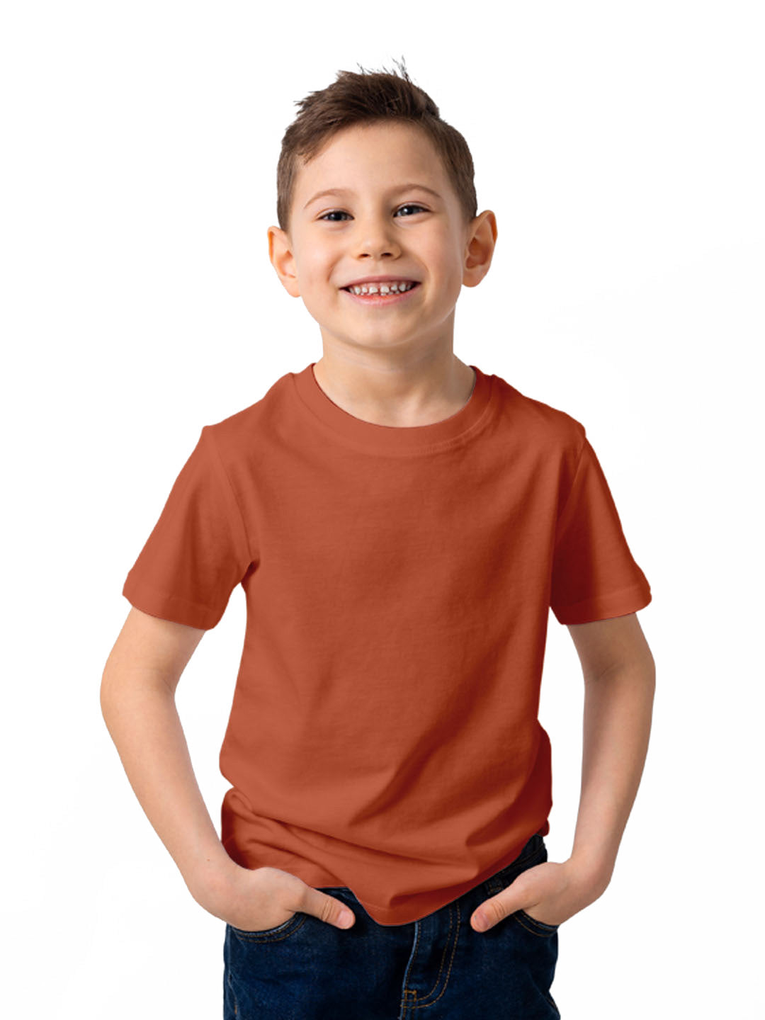 Gingerbread Pure Cotton, Half Sleeve, Round Neck & Solid Tshirt For Boys
