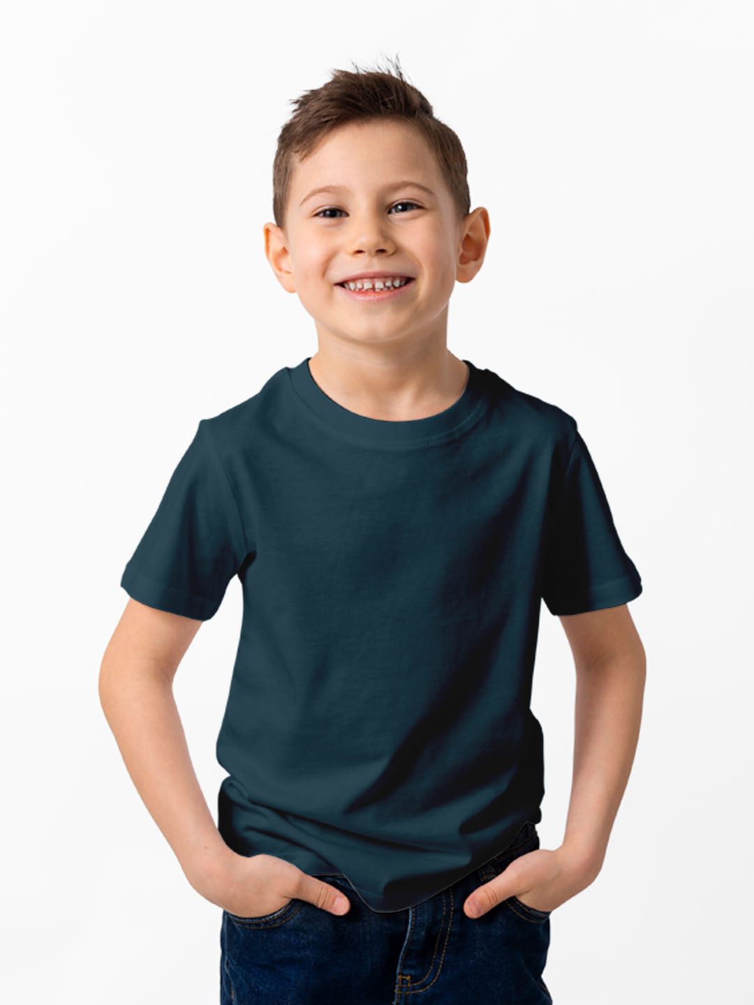 Gingerbread Pure Cotton, Half Sleeve, Round Neck & Solid Tshirt For Boys