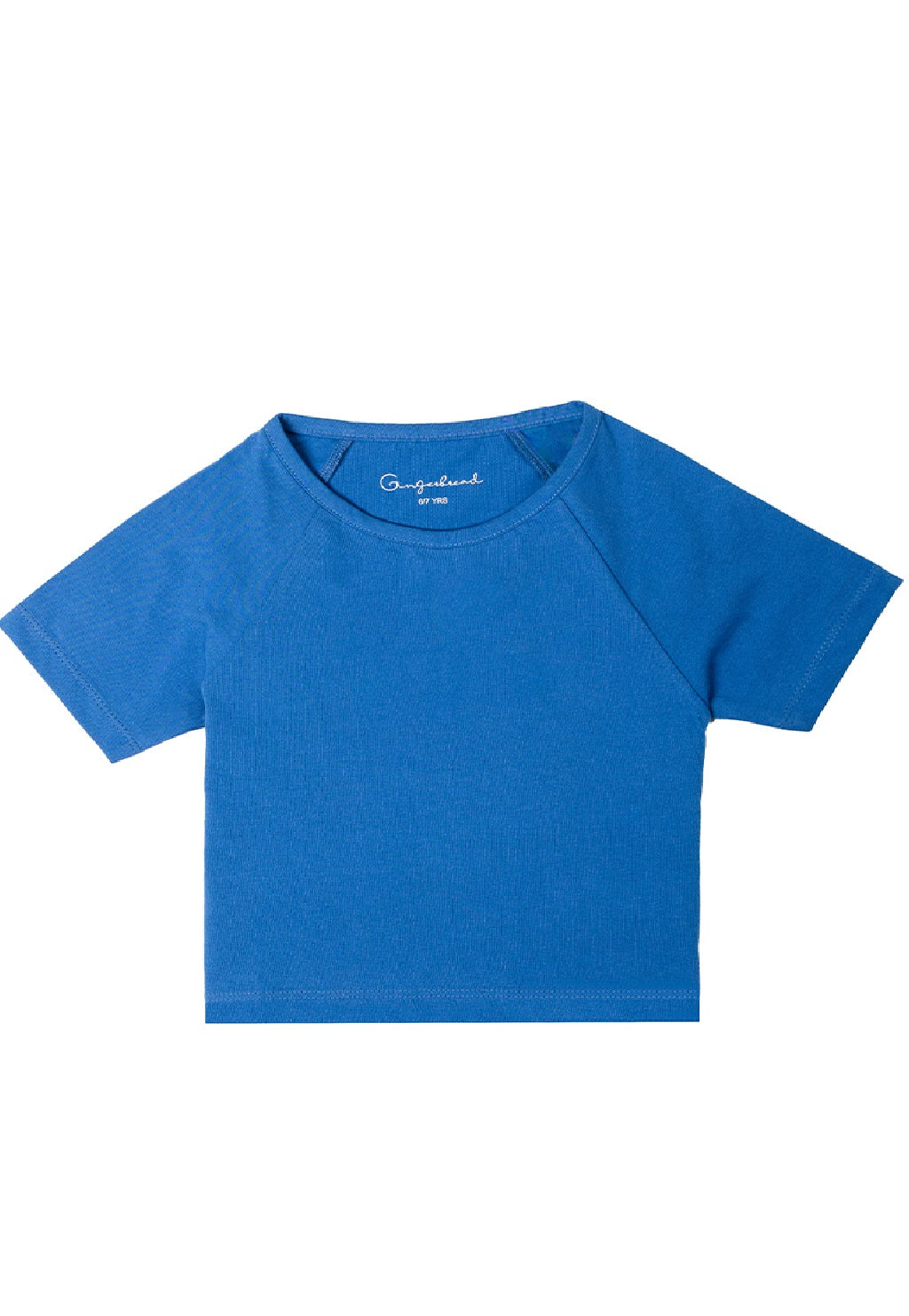 Gingerbread Pure Cotton, Half Sleeve, Round Neck & Solid Crop Top For Girls