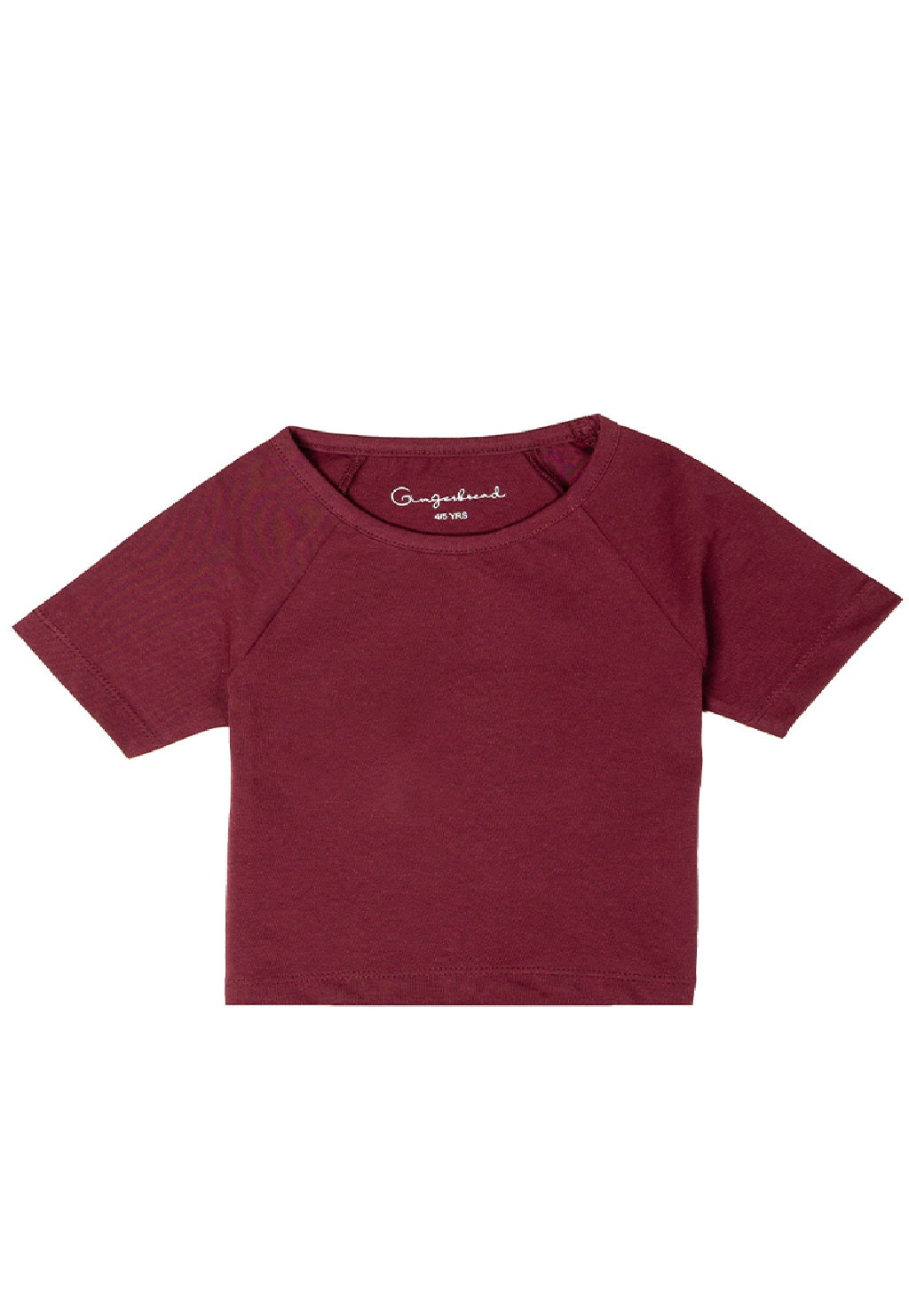 Gingerbread Pure Cotton, Half Sleeve, Round Neck & Solid Crop Top For Girls