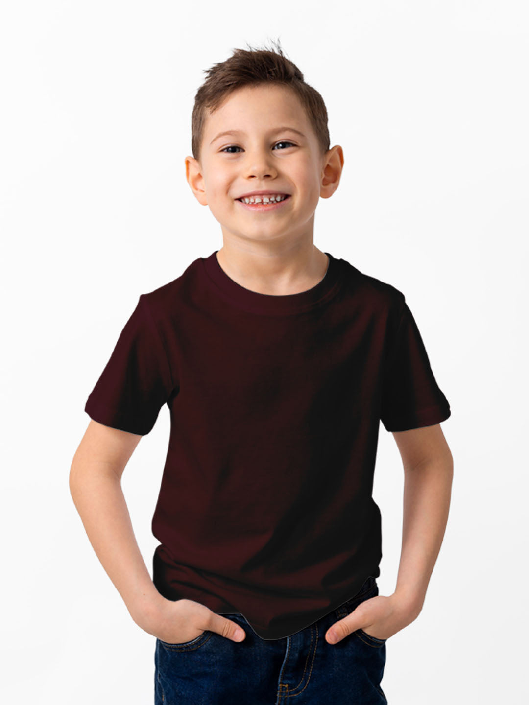 Gingerbread Pure Cotton, Half Sleeve, Round Neck & Solid Tshirt For Boys