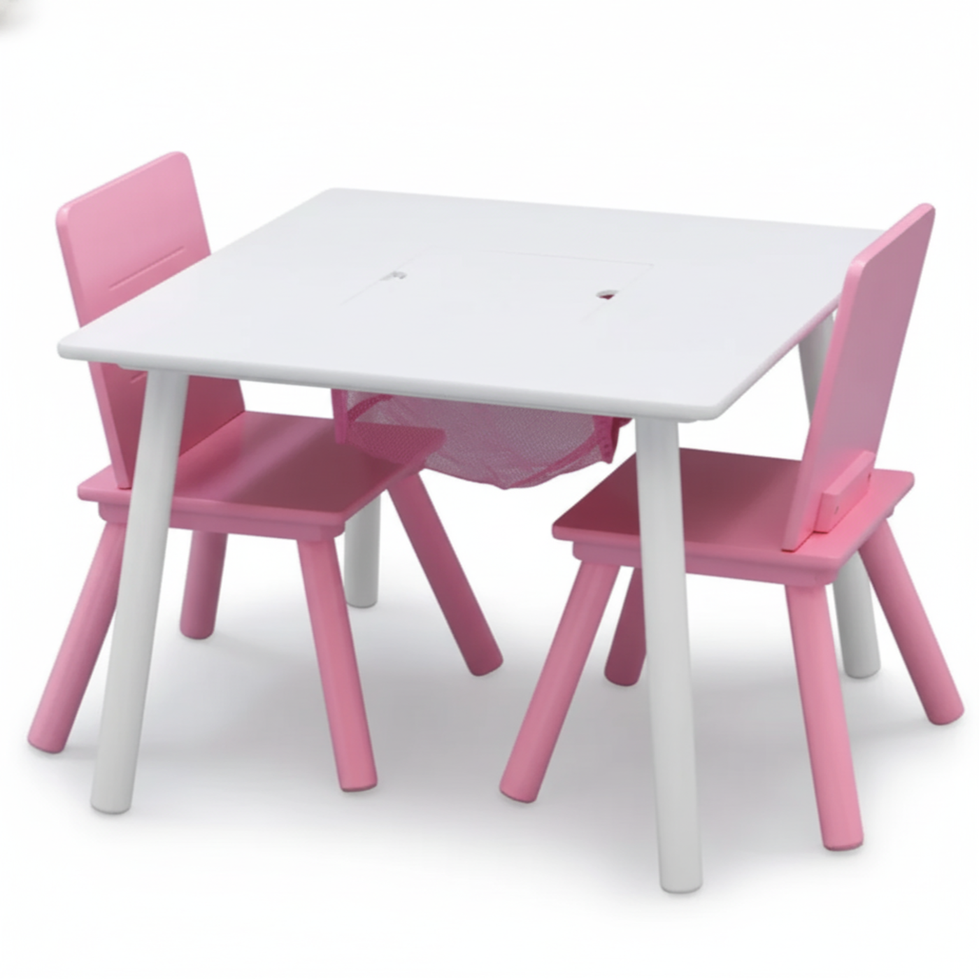 Delta Children Kids Table and Chair Set with Storage (2 Chairs Included) - White / Pink