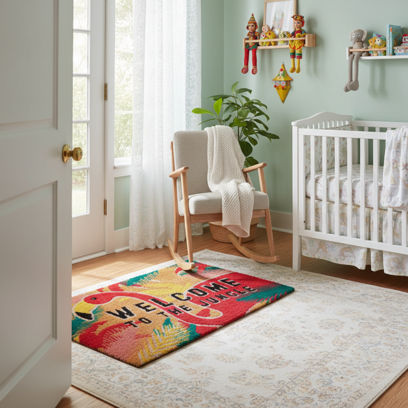 Flamingo Doormat made of Natural Fibres (60 x 40 cms) by Zaska