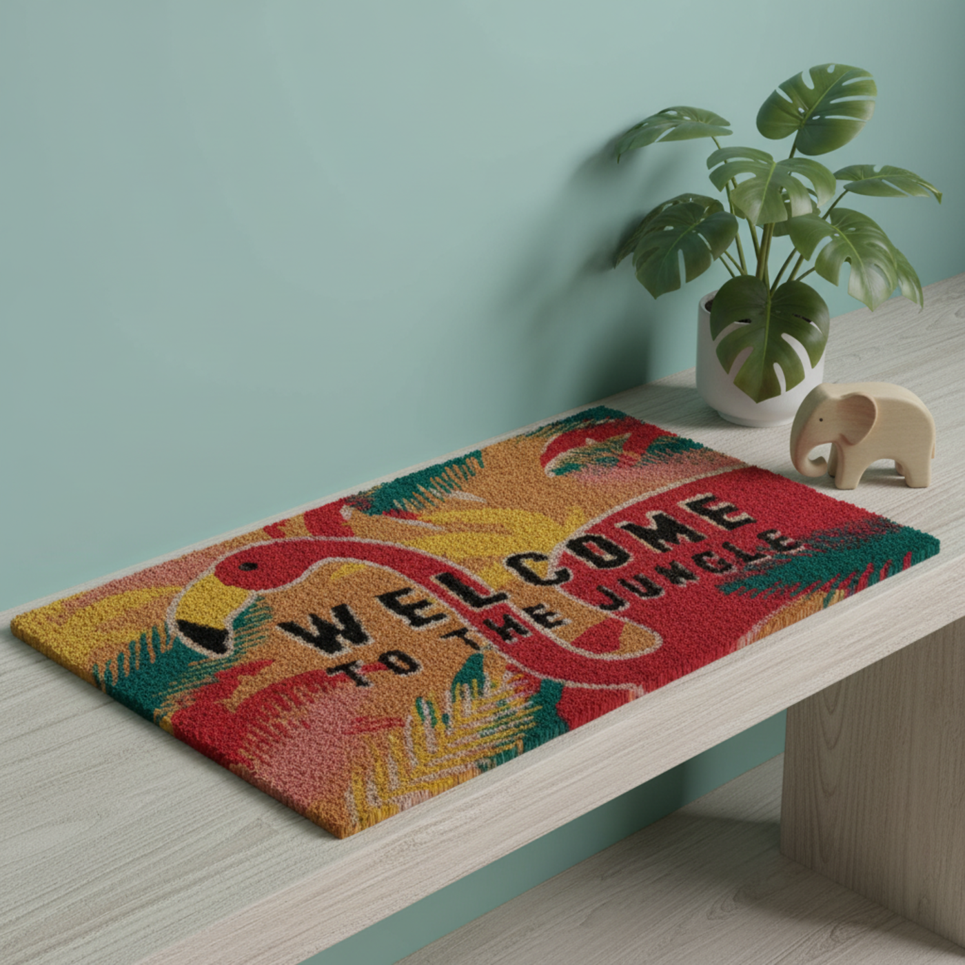 Flamingo Doormat made of Natural Fibres (60 x 40 cms) by Zaska