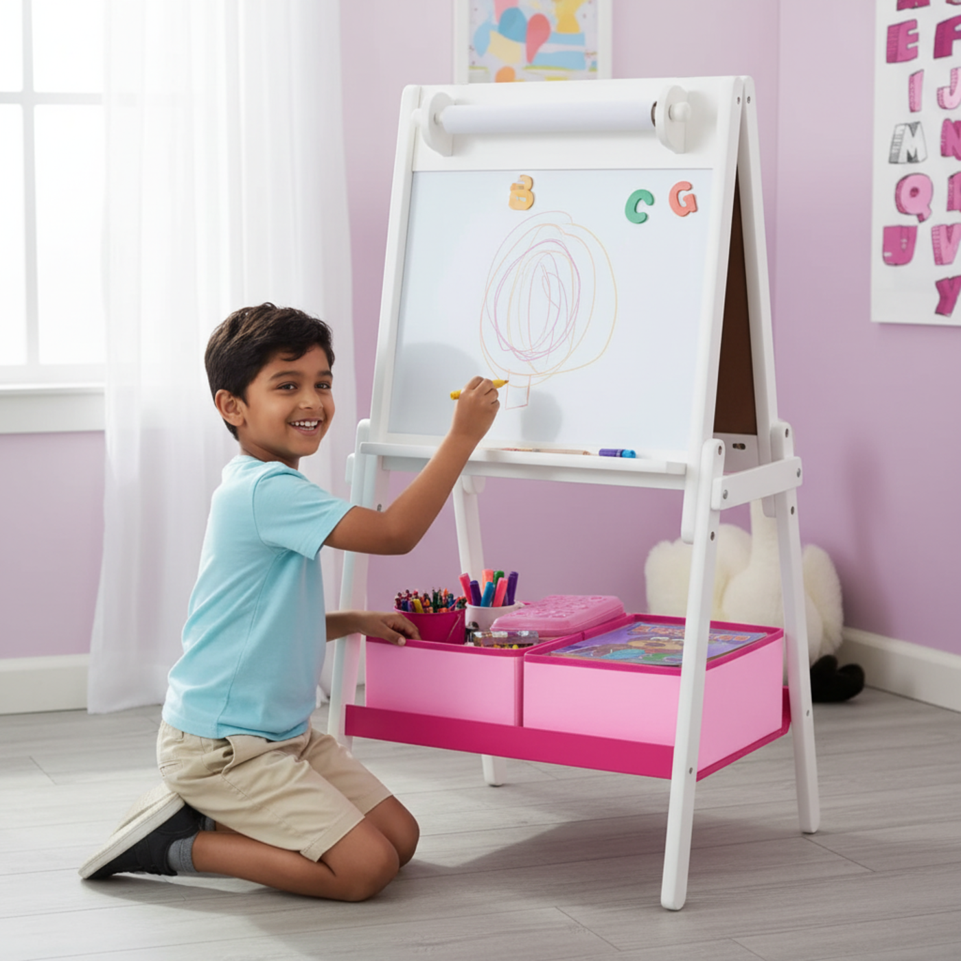 Delta Children Mysize Double Sided Activity Easel With Paper Roll