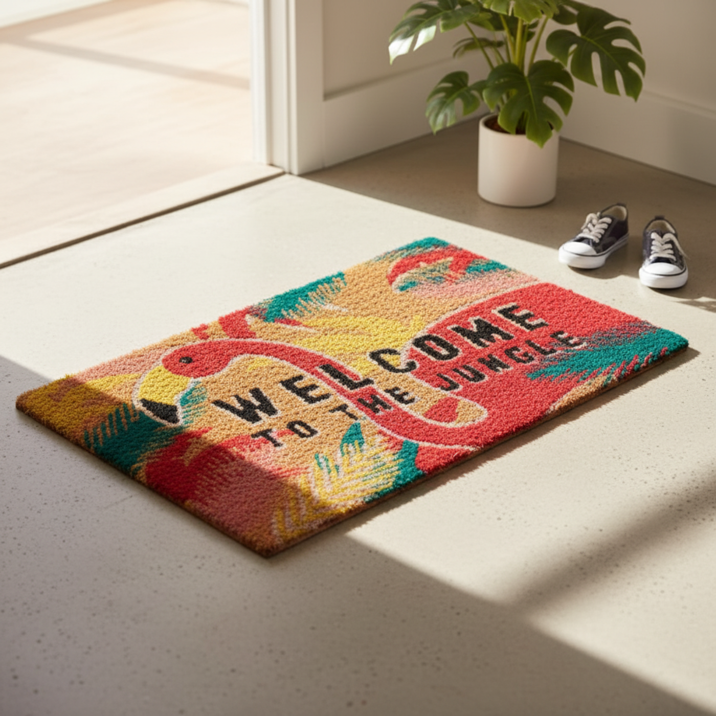 Flamingo Doormat made of Natural Fibres (60 x 40 cms) by Zaska