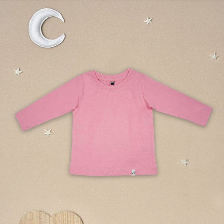 GingerBread Pure Cotton, Full Sleeve, Round Neck & Solid Tshirt For Girls