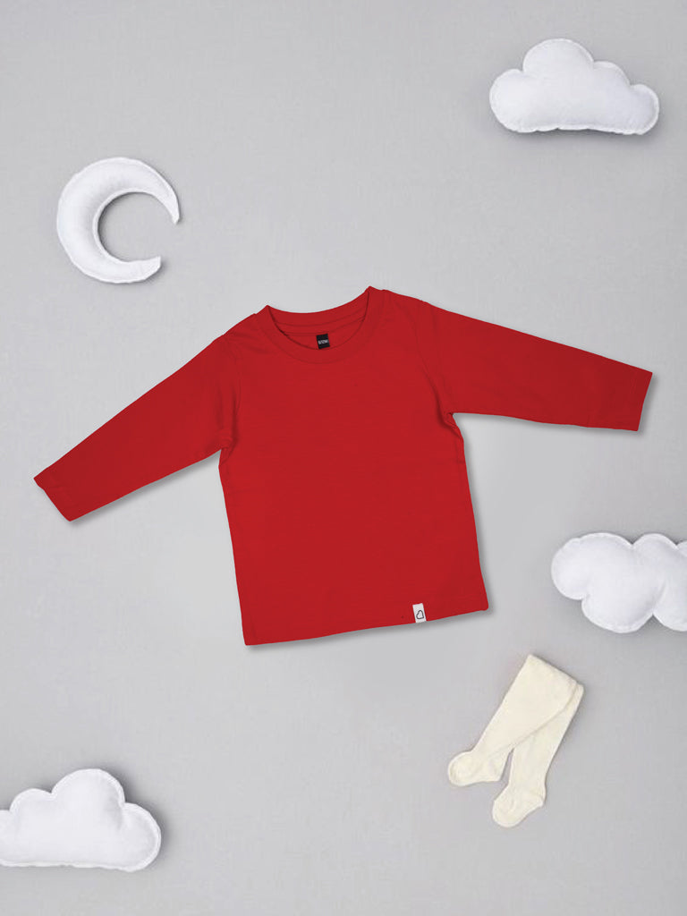 GingerBread Pure Cotton, Full Sleeve, Round Neck & Solid Tshirt For Girls