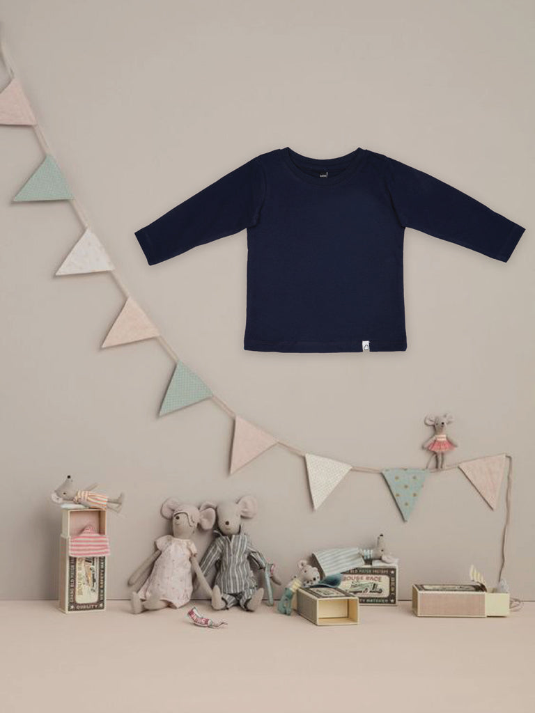 GingerBread Pure Cotton, Full Sleeve, Round Neck & Solid Tshirt For Girls