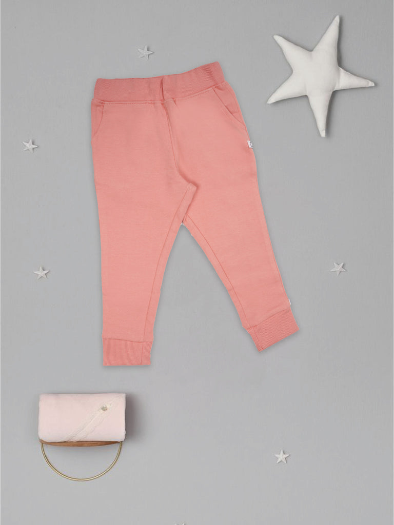 Gingerbread Pure Cotton Solid Jogger Track Pants For Girls