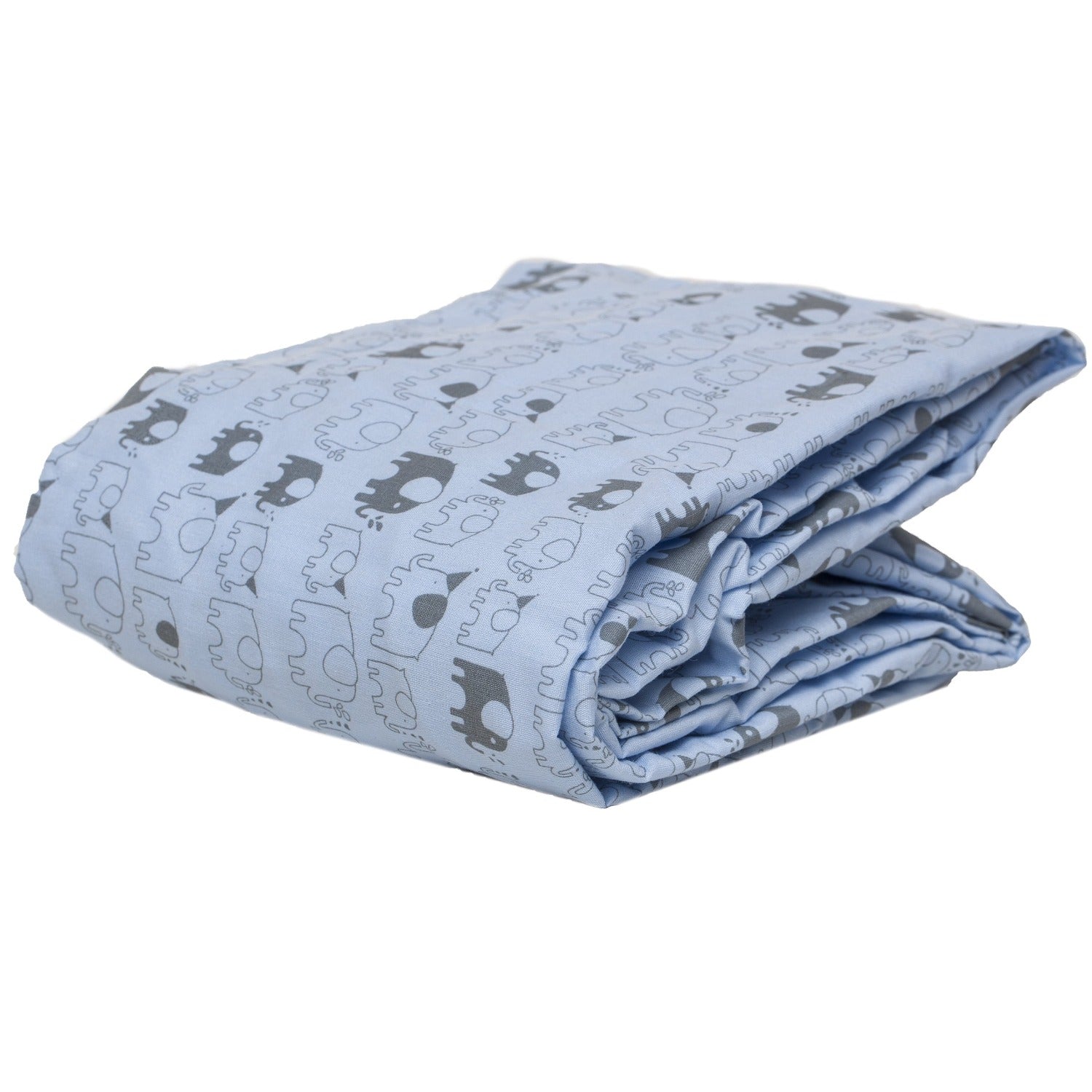 Playette Travel Cot Fitted Sheet - Blue, Printed Elephants