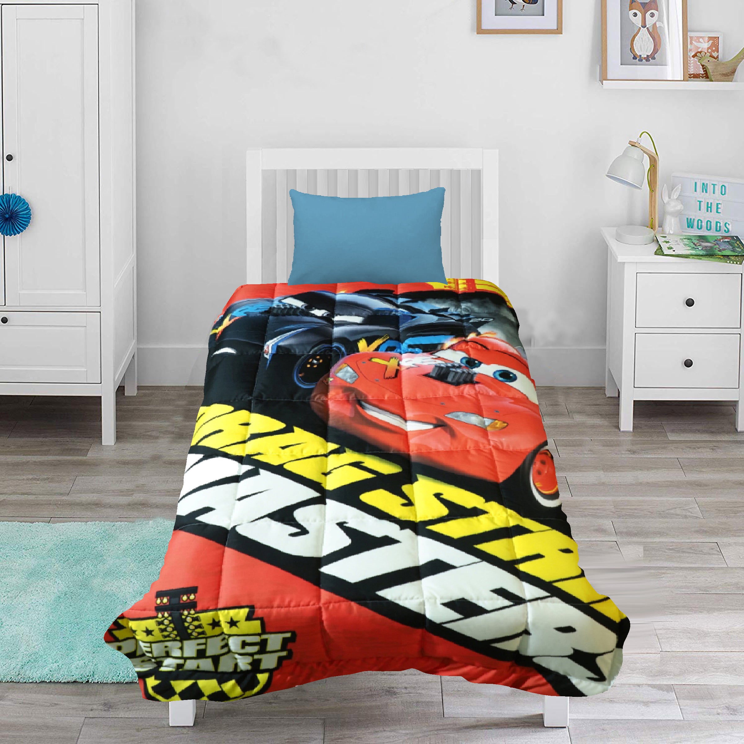 Disney Cars Dragstrip Masters 100% Cotton Comforter - Toddler Size 150 x 120 cms