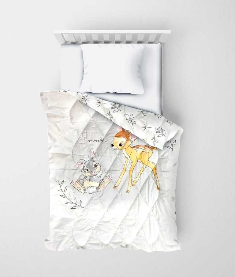 Disney Bambi 100% Cotton Friend Comforter - Toddler Size ( 150 x 100 cms) - Reversible Design