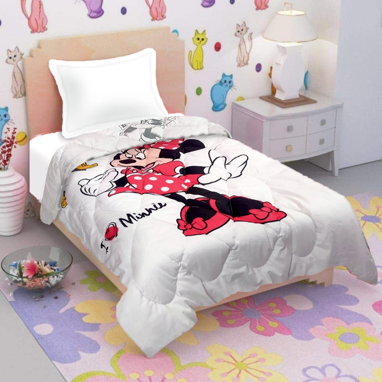 Minnie Mouse 100% Cotton Butterfly Comforter - Toddler Size ( 150 x 100 cms) - Reversible Design