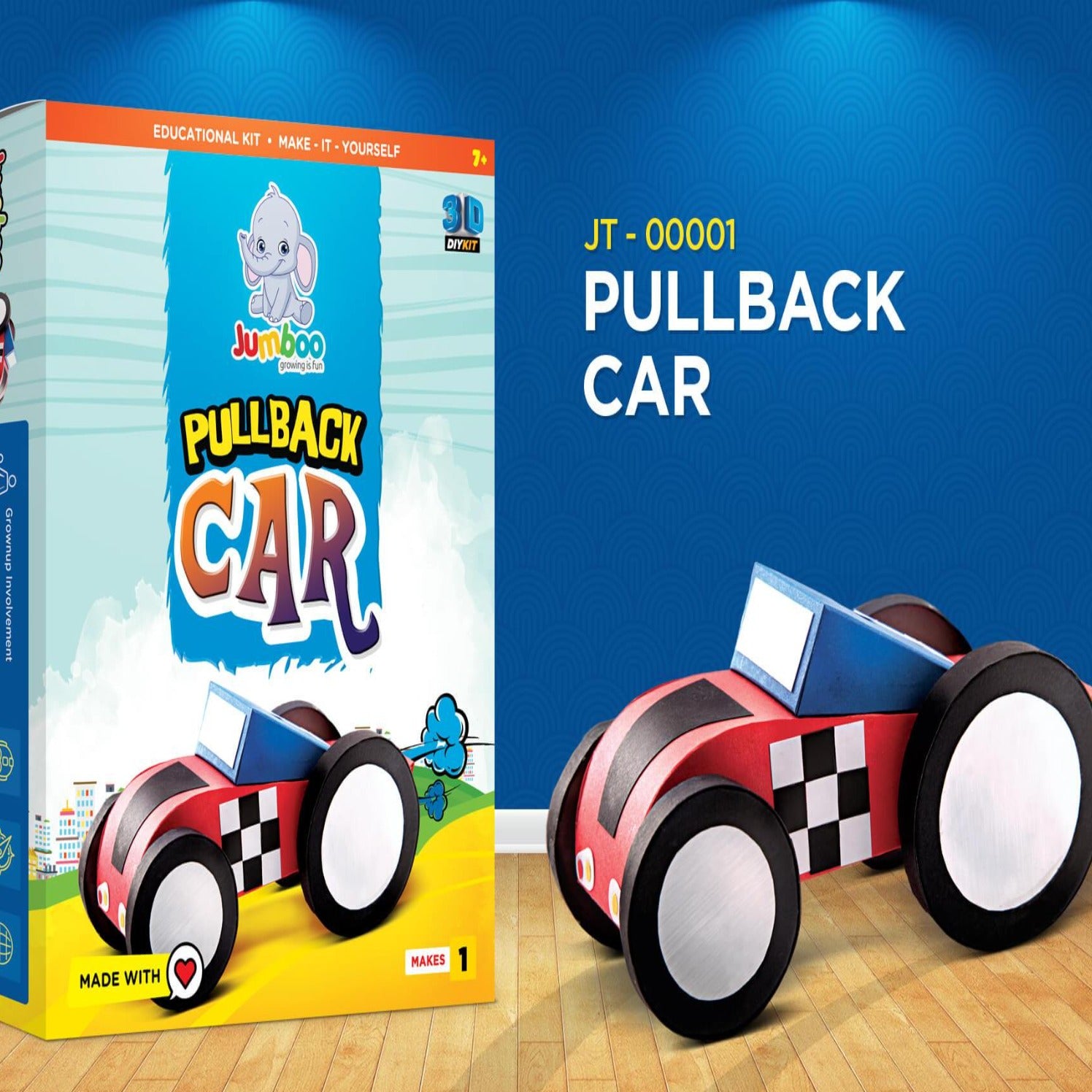 Pull Back Car DIY Paper Art & Craft Kit - Jumboo Toys