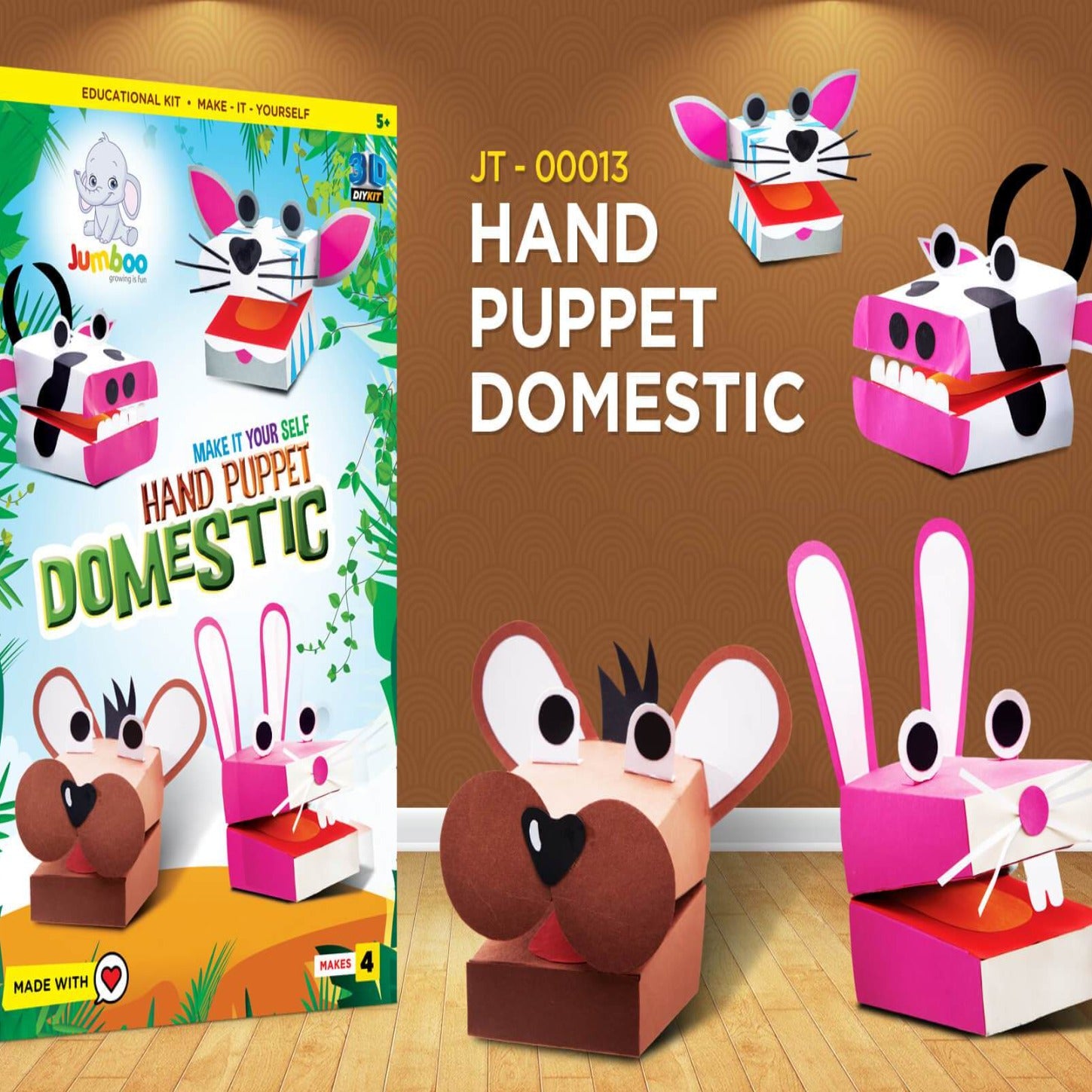 Hand Puppet - Domestic DIY Paper Art & Craft Kit - Jumboo Toys
