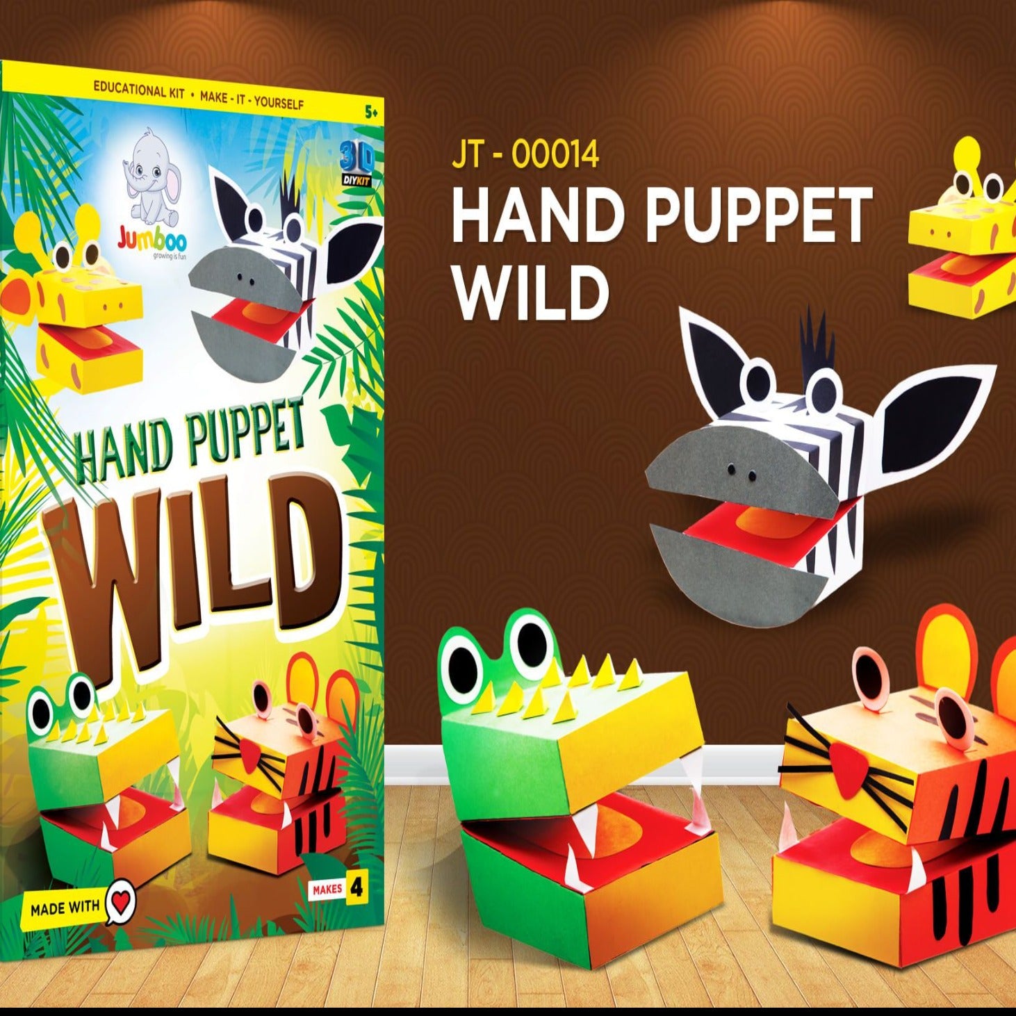 Hand Puppet - Wild DIY Paper Art & Craft Kit - Jumboo Toys