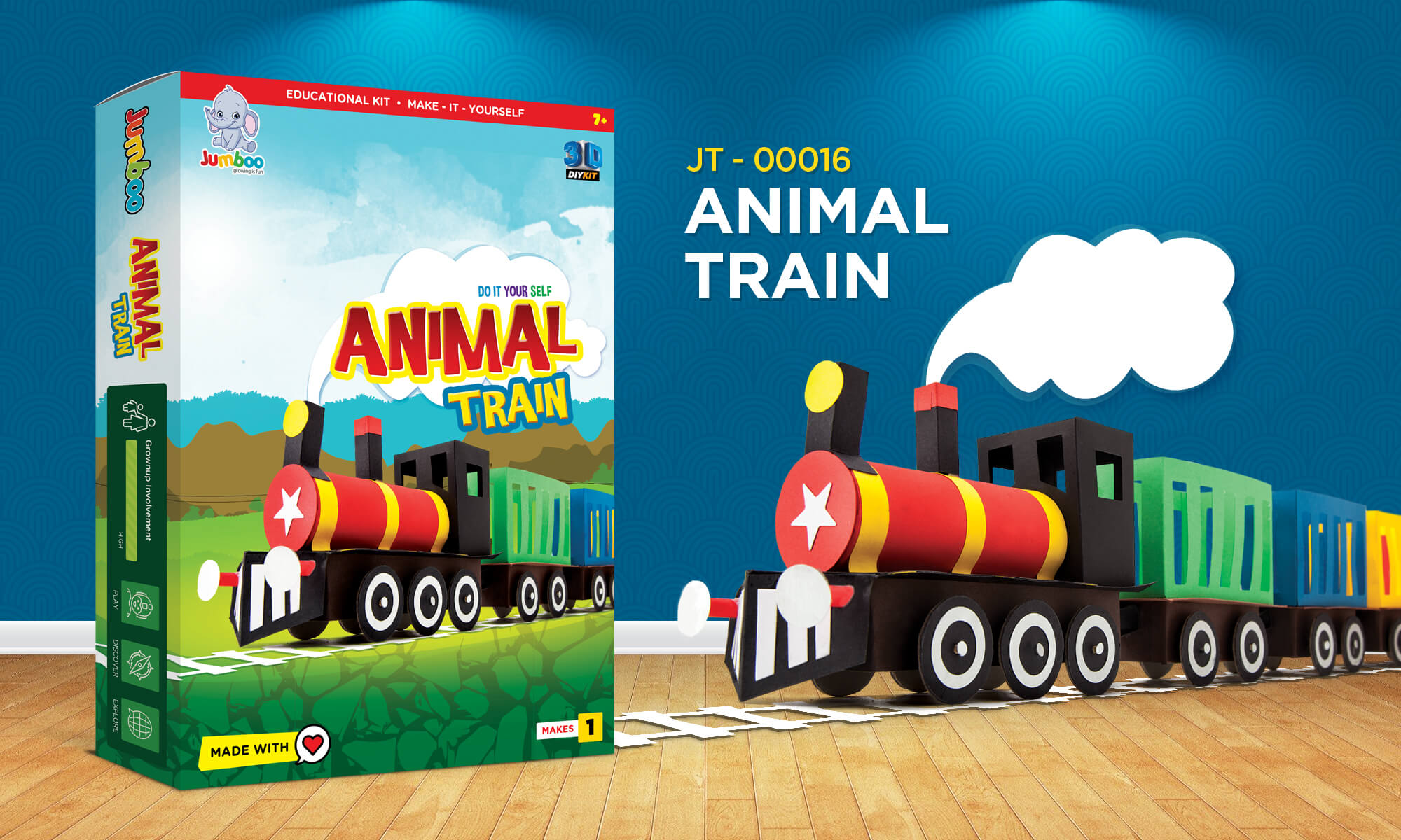 Animal Train DIY Paper Art & Craft Kit - Jumboo Toys