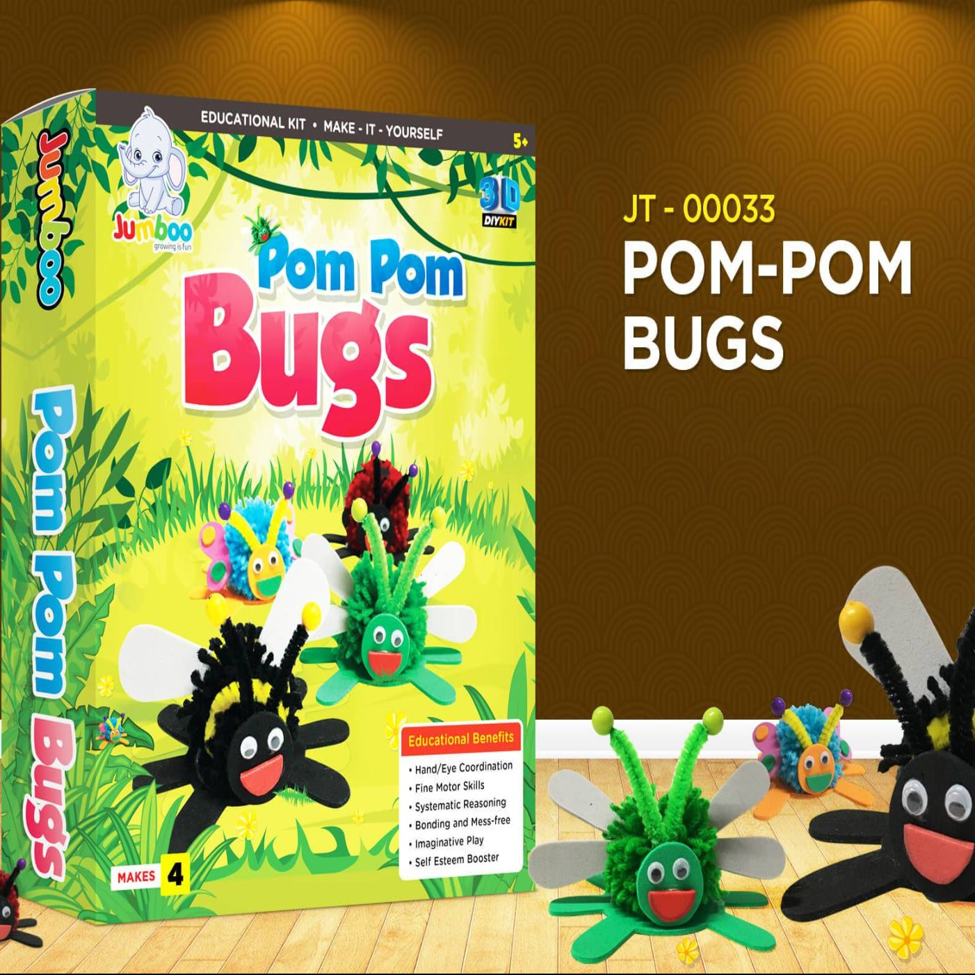 Pom Pom Bugs DIY Paper Art & Craft Kit - Jumboo Toys