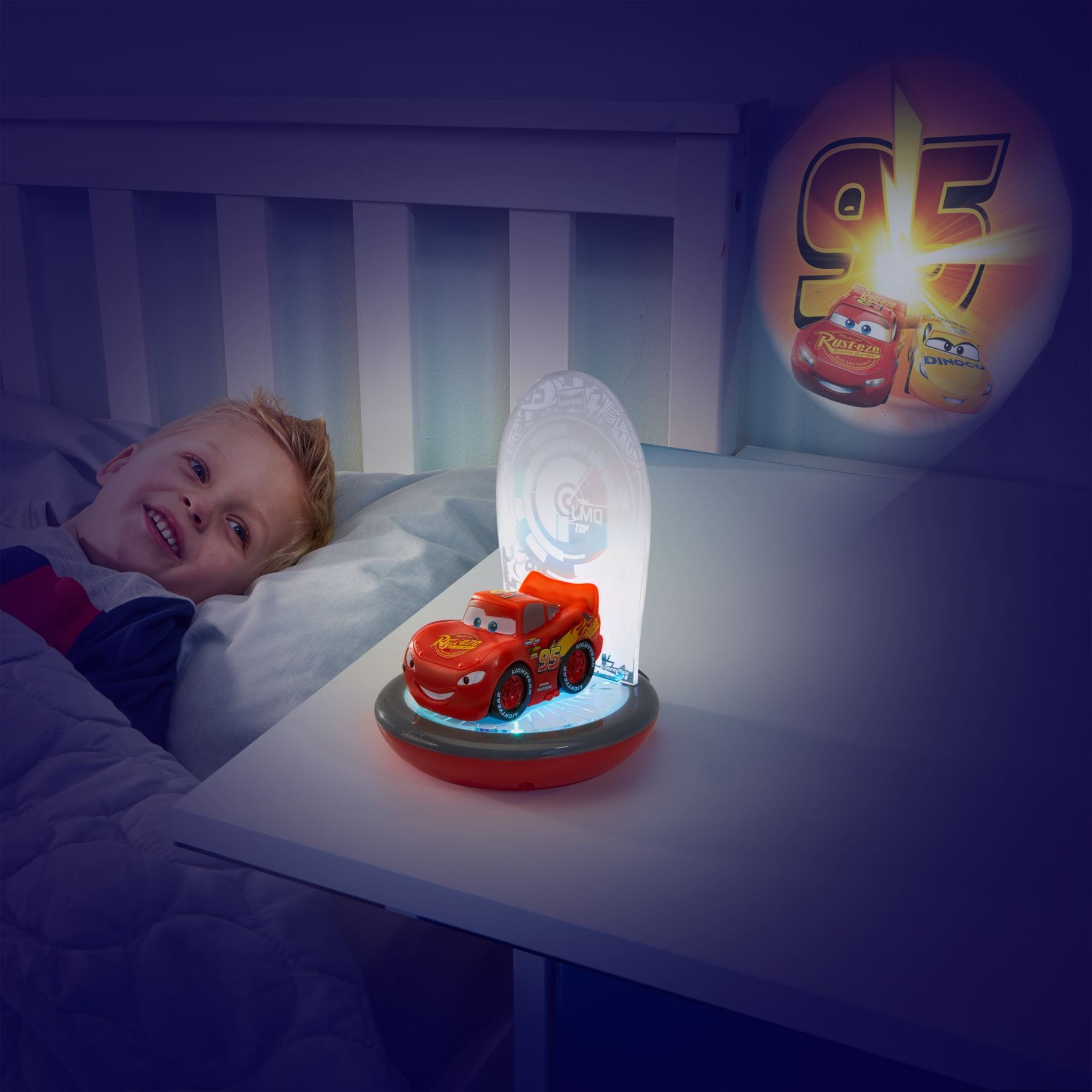 Disney Cars Lightning Mcqueen 3-in-1 Magic Bedside Night Light, Torch And Projector