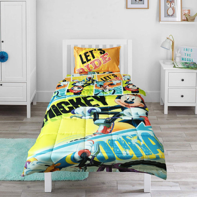 Mickey Mouse Reversible Lets Ride 100% Cotton Comforter
