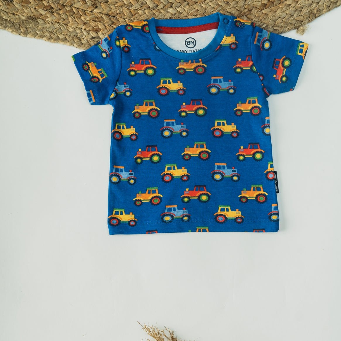 Boys Tractor Trolley Print Regular T-Shirt