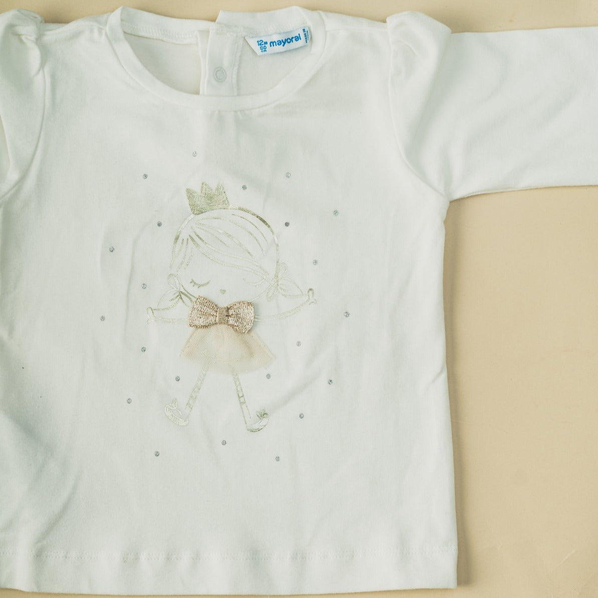 Baby Girls Printed White Long Sleeve Top