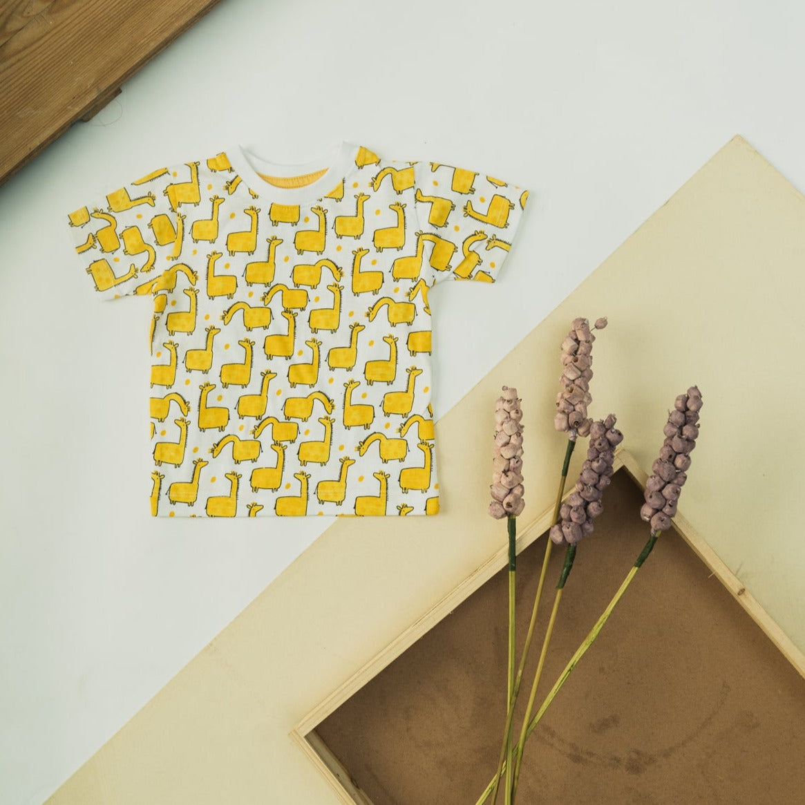 Baby Girls Giraffe Print Short Sleeve T-Shirt