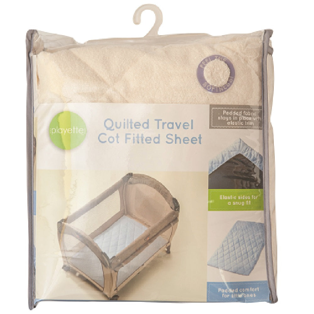 Playette Quilted Travel Cot Fitted And Padded Sheet - Cream