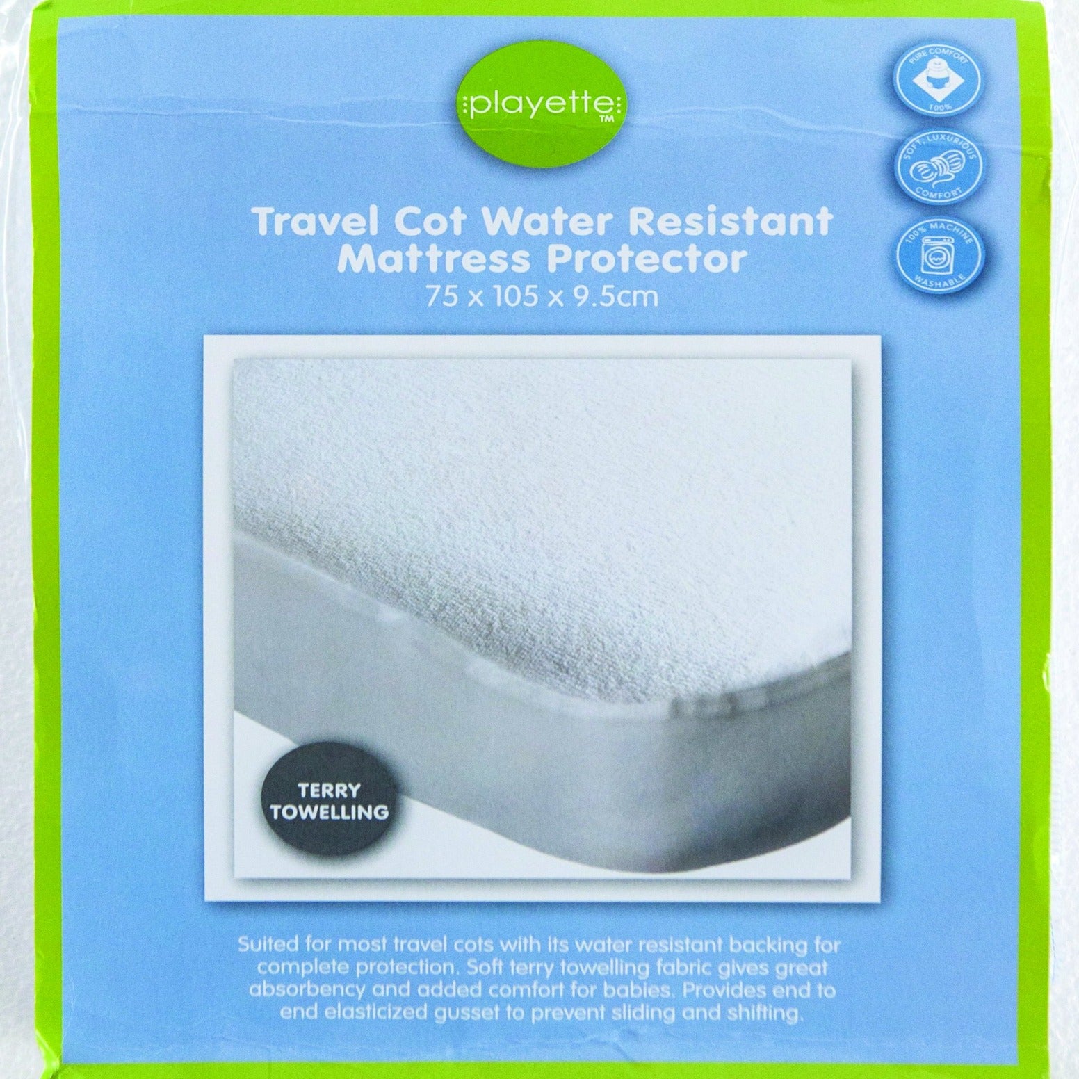 Playette Embossed Water Resistant Travel Cot Mattress Protector