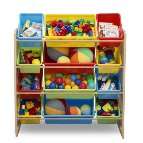 Delta Children Deluxe 12 Plastic Bins Toys & Books Organiser