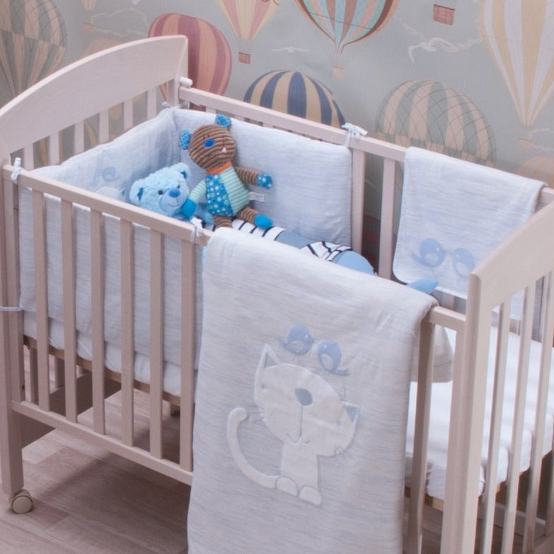 Tiny Tots Joy 3 Pcs Classic Crib Bedding Set - Blue