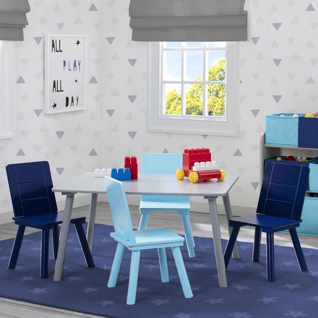 Playtime Children Table & 4 Chair Set (Grey & Blue)