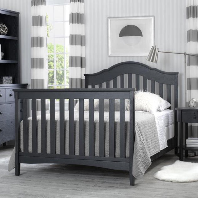 Delta Children Farmhouse 6 In 1 Convertible Baby Crib, Textured Grey