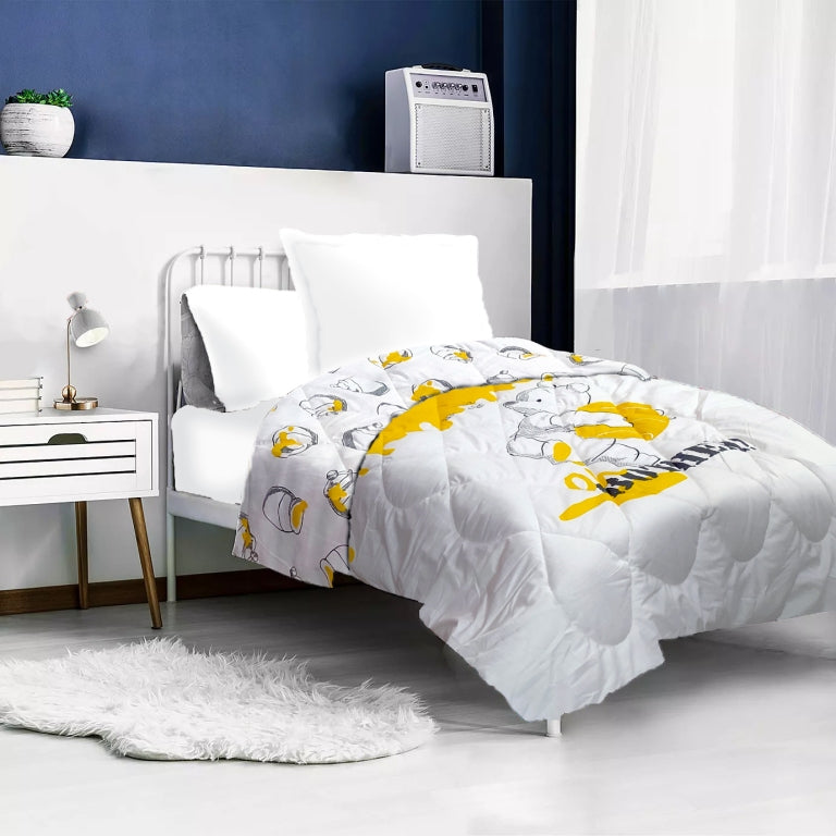 Winnie the Pooh 100% Cotton Honey Comforter - Toddler Size ( 150 x 100 cms) - Reversible Design