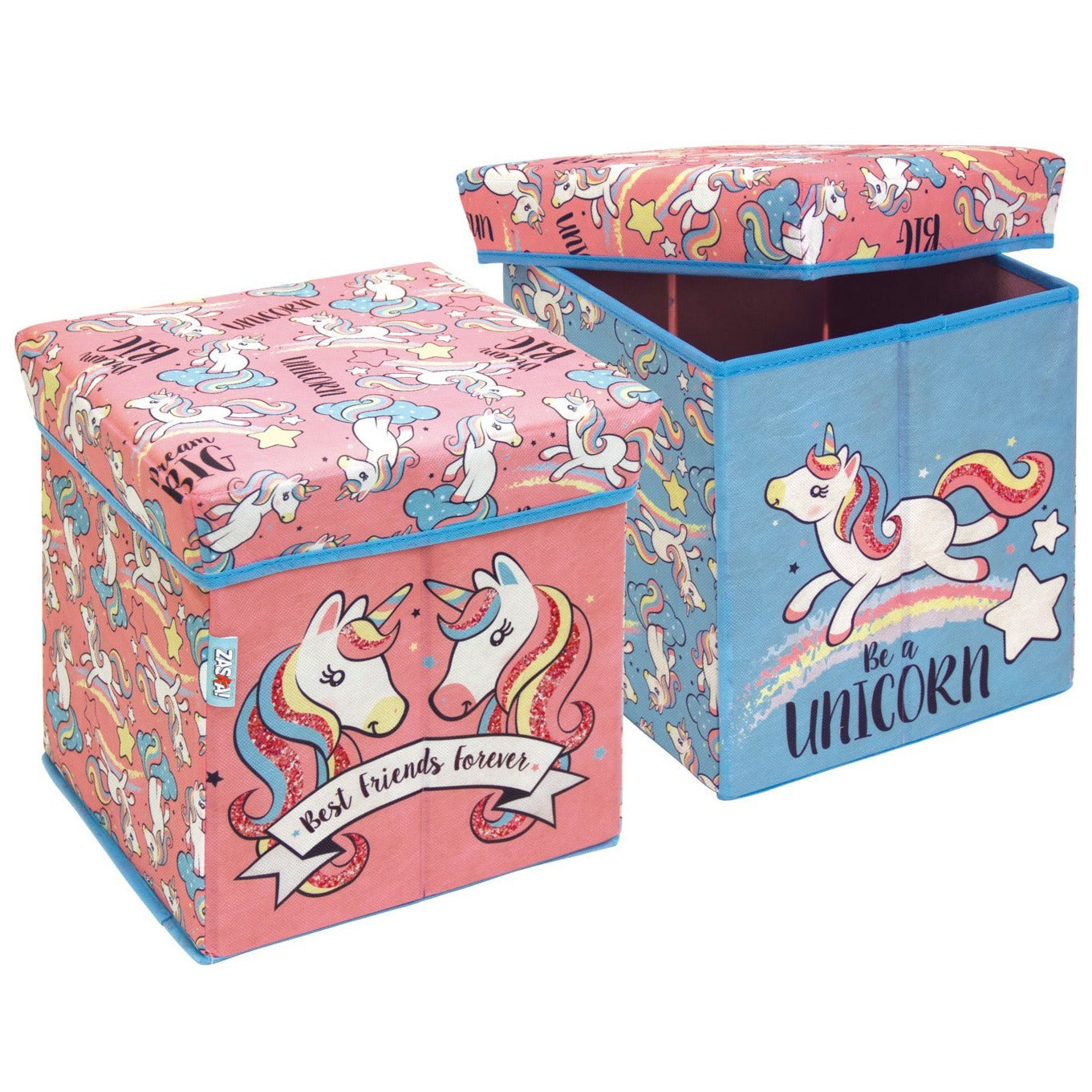 Unicorn Fabric Storage Bin With Stool by Zaska
