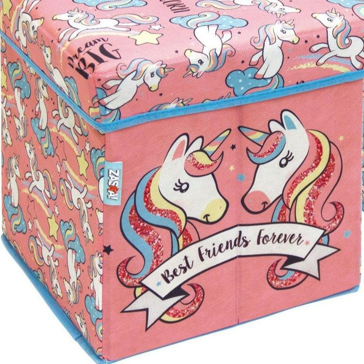 Unicorn Fabric Storage Bin With Stool by Zaska