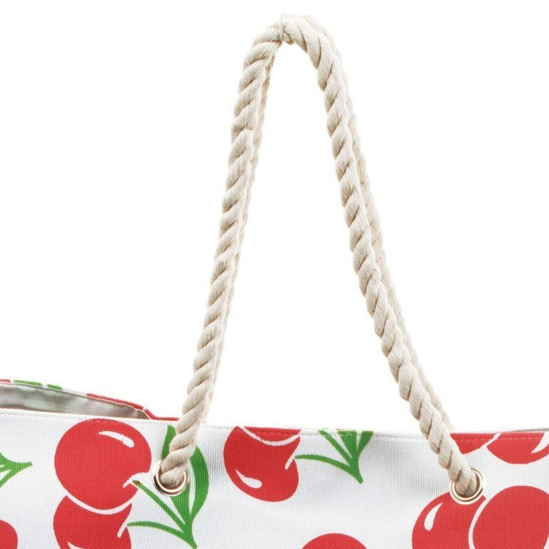 Cherry Totebag With Magnet Closure And Rope Handles by Zaska